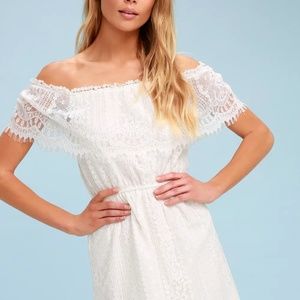 Lulu’s Ivory Lace Off-The-Shoulder Dress